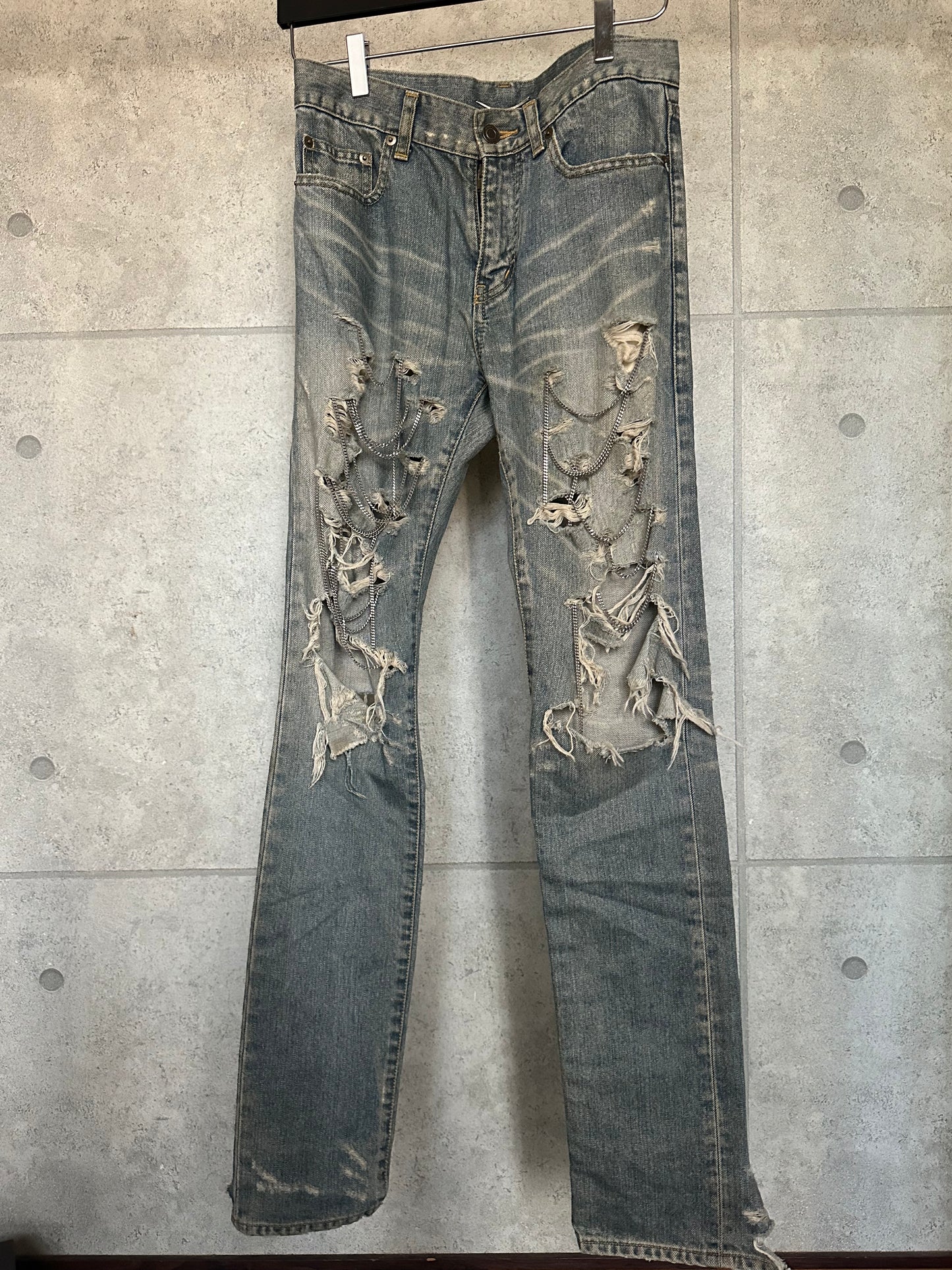 SaintLaurentParis 13aw chain jeans blue